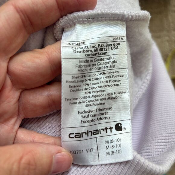 Carhartt Relaxed Fit Hoodie Women's Medium Light Purple Casual Comfort Lounge - Picture 5 of 9